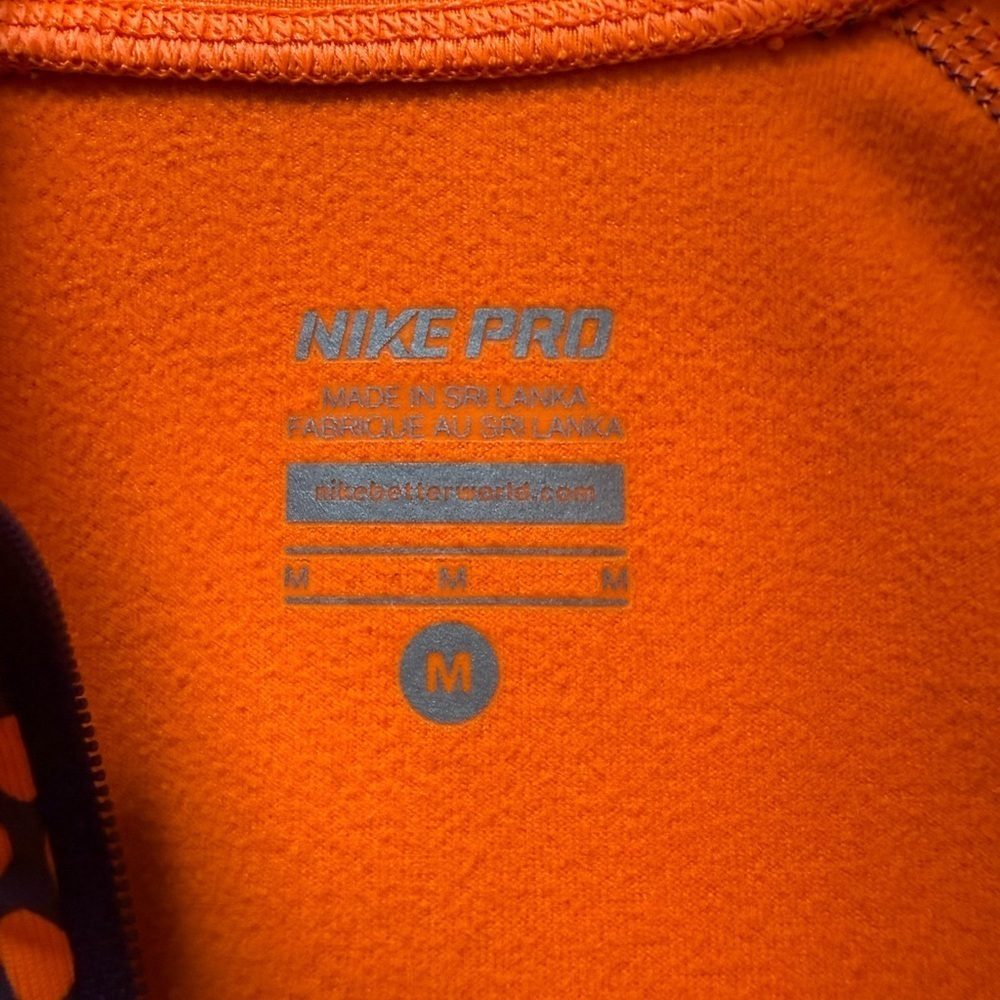 Nike Pro Hyperwarm Half Zip Long Sleeve Top – Orange – Size M - Picture 2 of 3